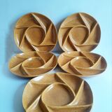 Set of 5 plates with compartments in vintage Longchamp sandstone