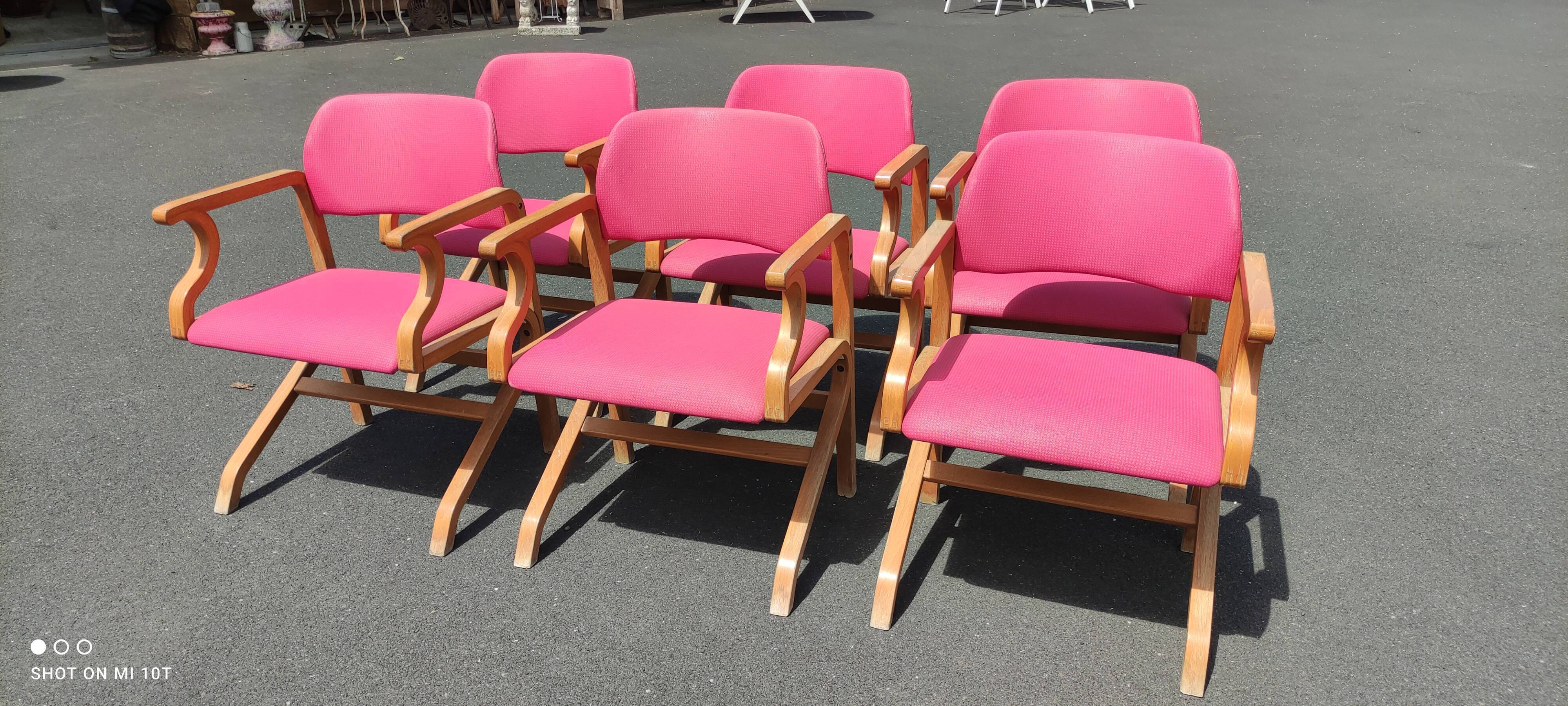 Series of vintage thermo folded armchairs