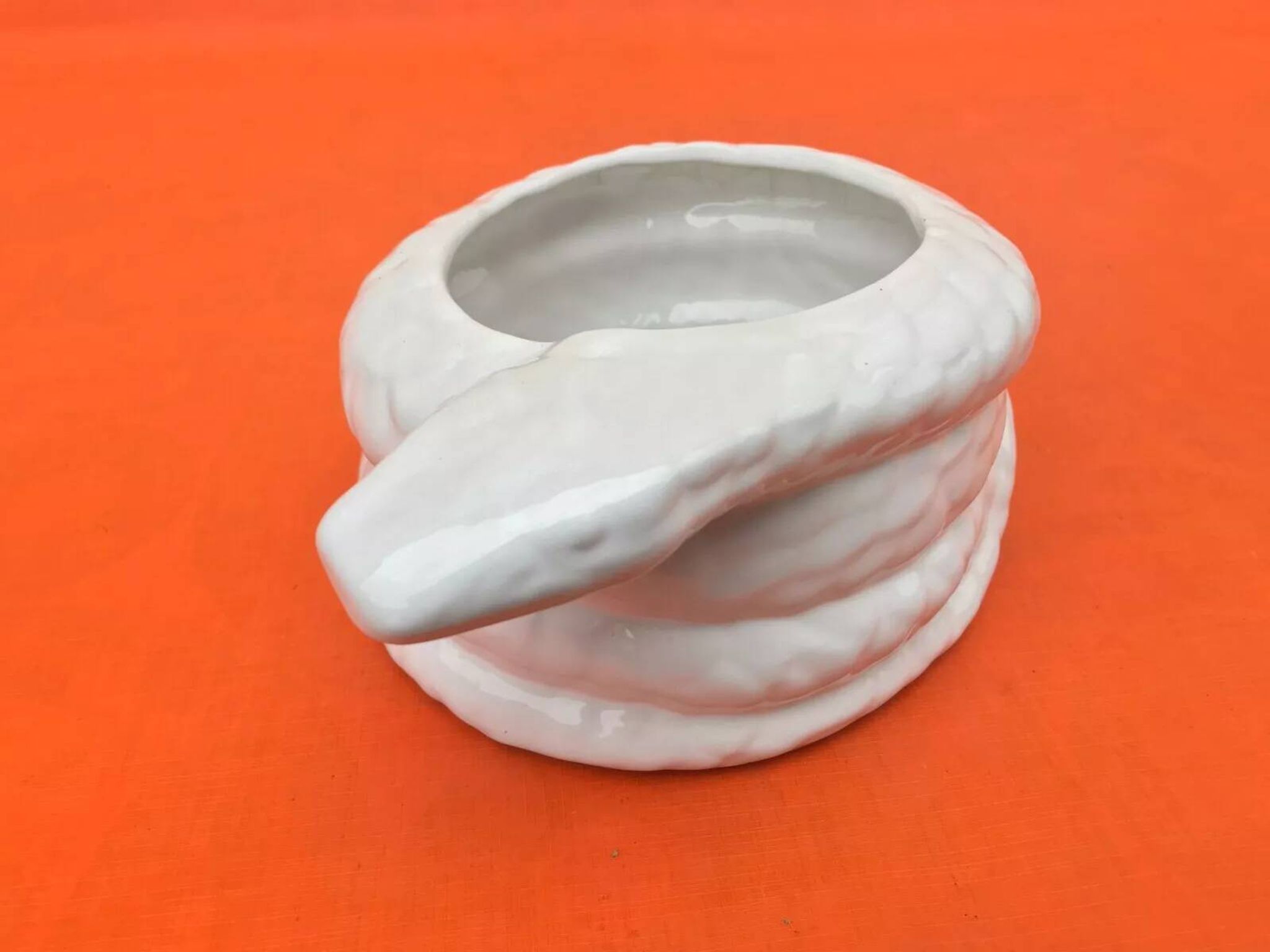 Planter / Decorative pot Snake shape White ceramic