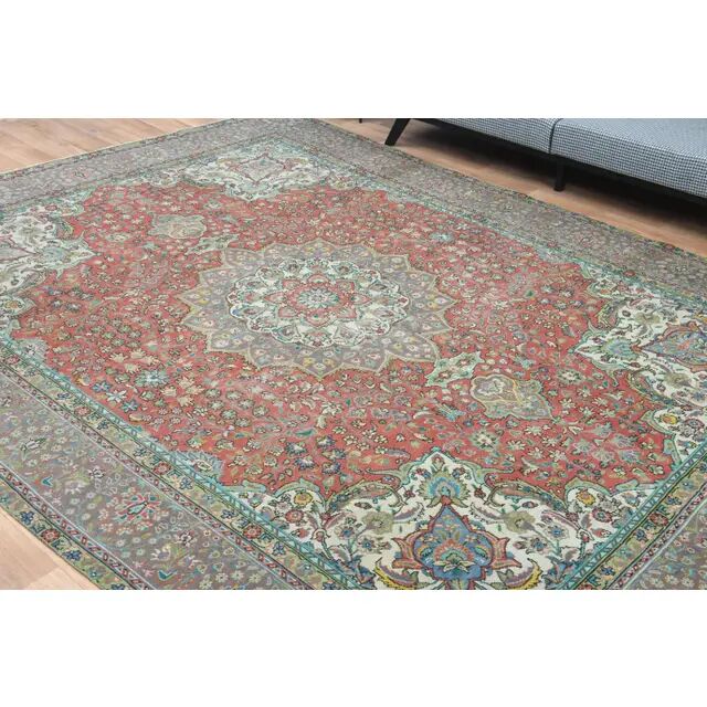 1970s Vintage Persian Handmade Wool Red Oversized Area Rug 286x378
