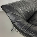 Postmodern leather and chrome sofa, c.1970