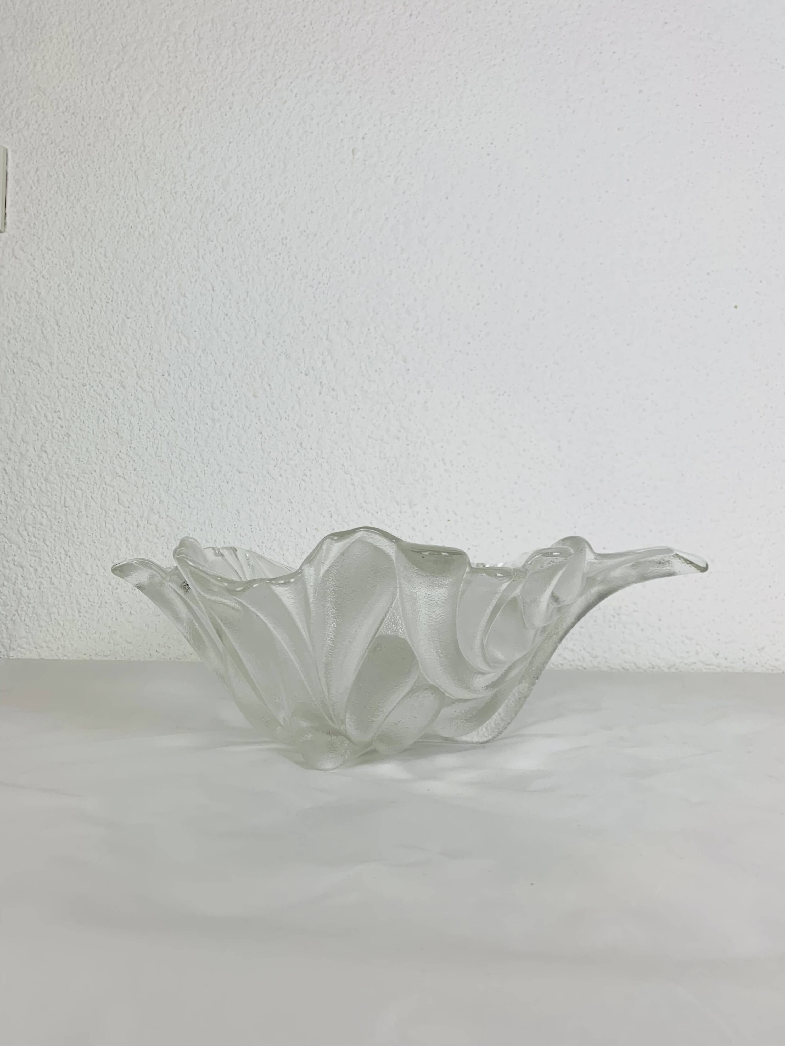 Vintage glass leaf salad bowl or fruit bowl