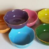 Six vintage multicolored ceramic bowls-cups