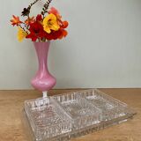 Tray and 3 vintage ramekins in worked glass