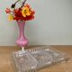 Tray and 3 vintage ramekins in worked glass