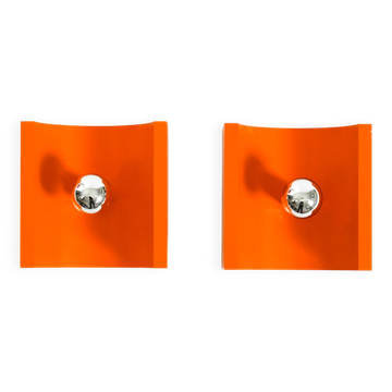 Pair of 60s Space Age metal wall lamps by Klaus Hempel for Kaiser Leuchten