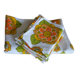 Vintage cotton/linen floral tablecloth