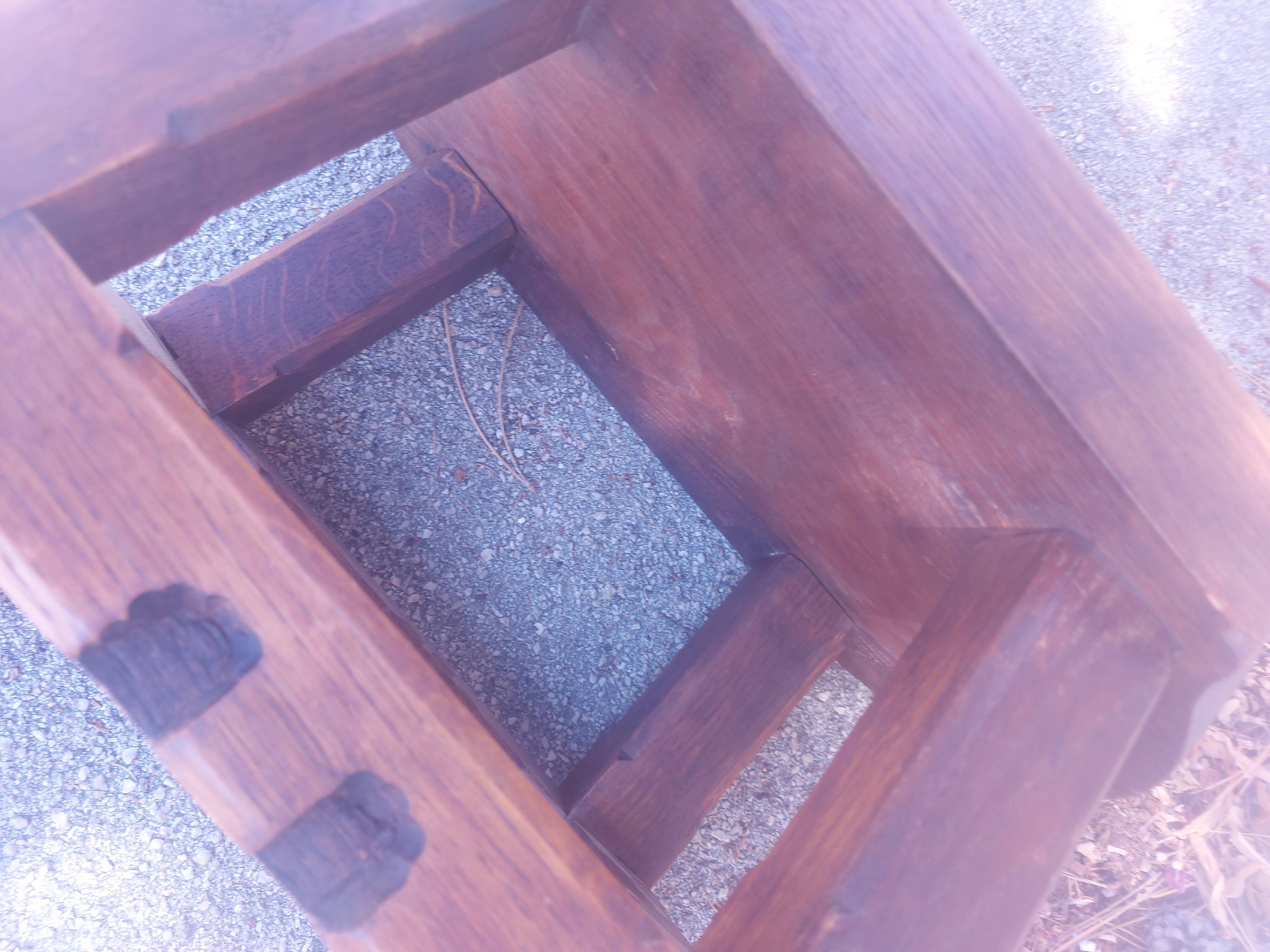 Brutalist wooden stool