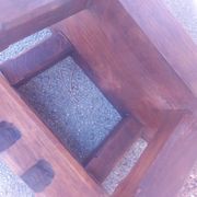 Brutalist wooden stool