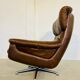 Vintage Danish mid-century leather swivel egg chair by Bramin 1970s