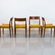 Danish teak model 175 set of 4 dining chairs by Mogens Kold, 1960s