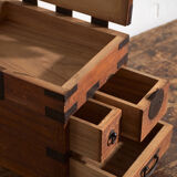 Japanese ko-dansu with hinged lid and paulownia wood drawers, Meiji–Taishō period, circa 1868–1926.