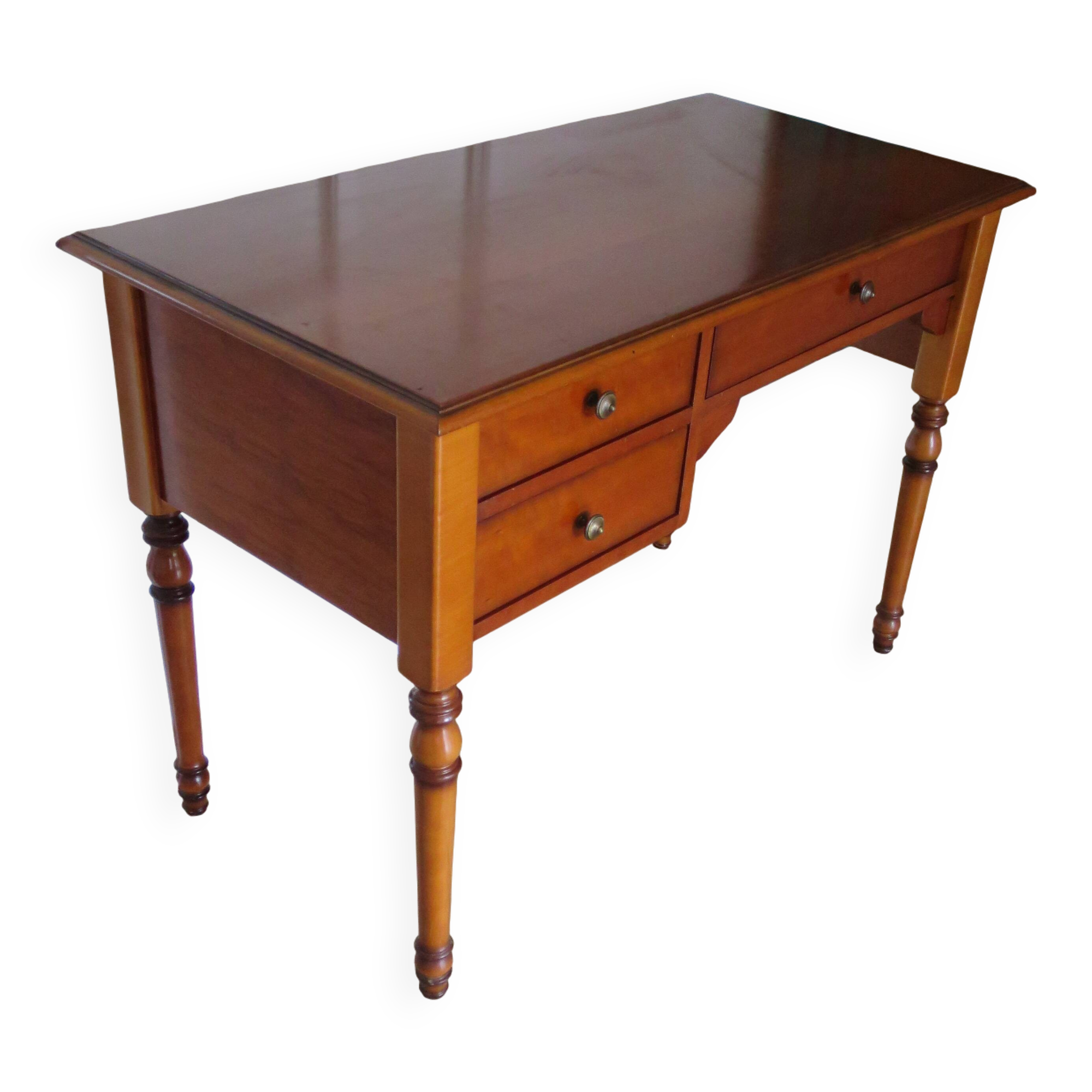 Small minister's desk - 3 drawers - cherry wood - Louis Philippe style