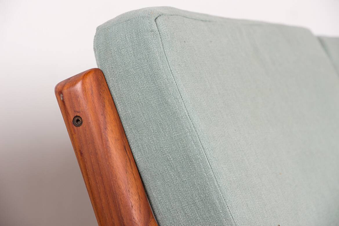 Danish 3-seater sofa in teak and new fabric, Senator model Ole Wanscher, France & Son.