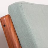Danish 3-seater sofa in teak and new fabric, Senator model Ole Wanscher, France & Son.