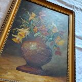 Oil on canvas, bouquet of flowers signed Foncier