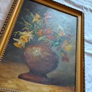 Oil on canvas, bouquet of flowers signed Foncier