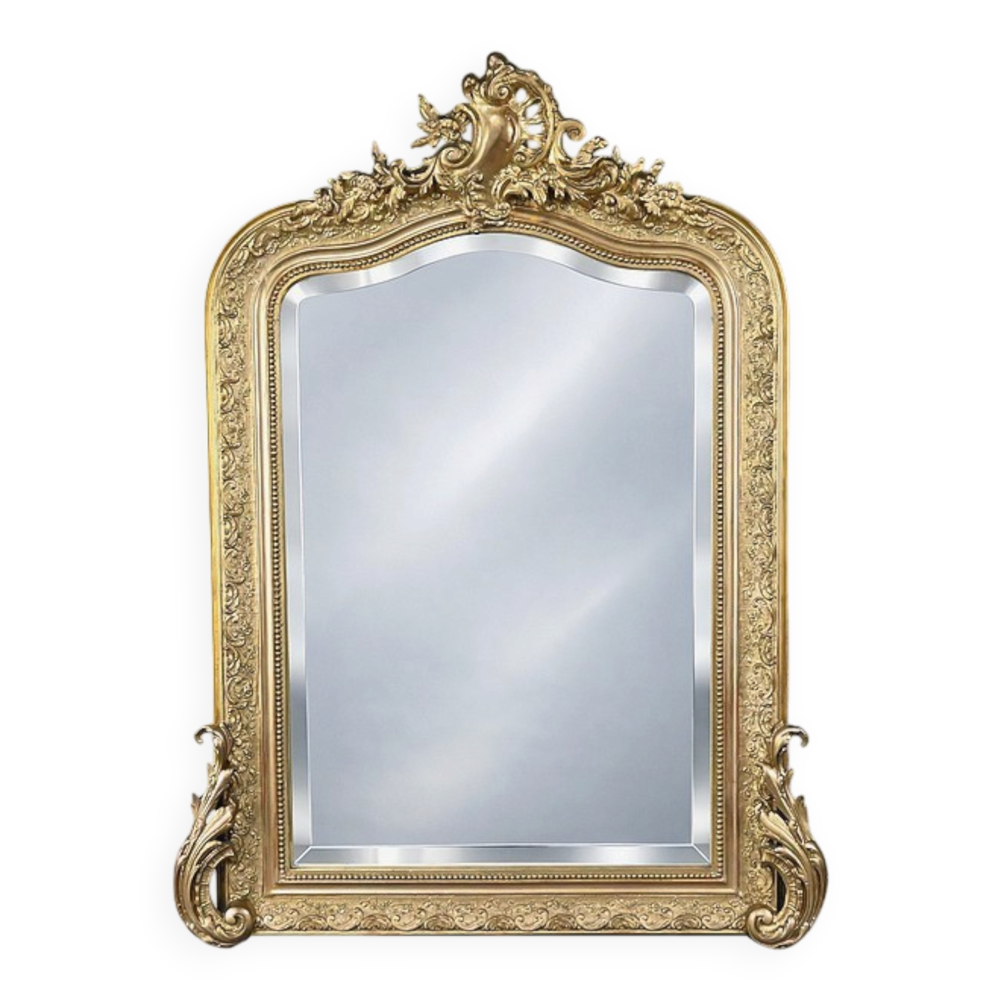 Bevelled mirror with pediment, Louis XV style – 2nd half of the 19th century