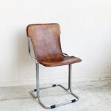 Chair 1960 leather and vintage metal