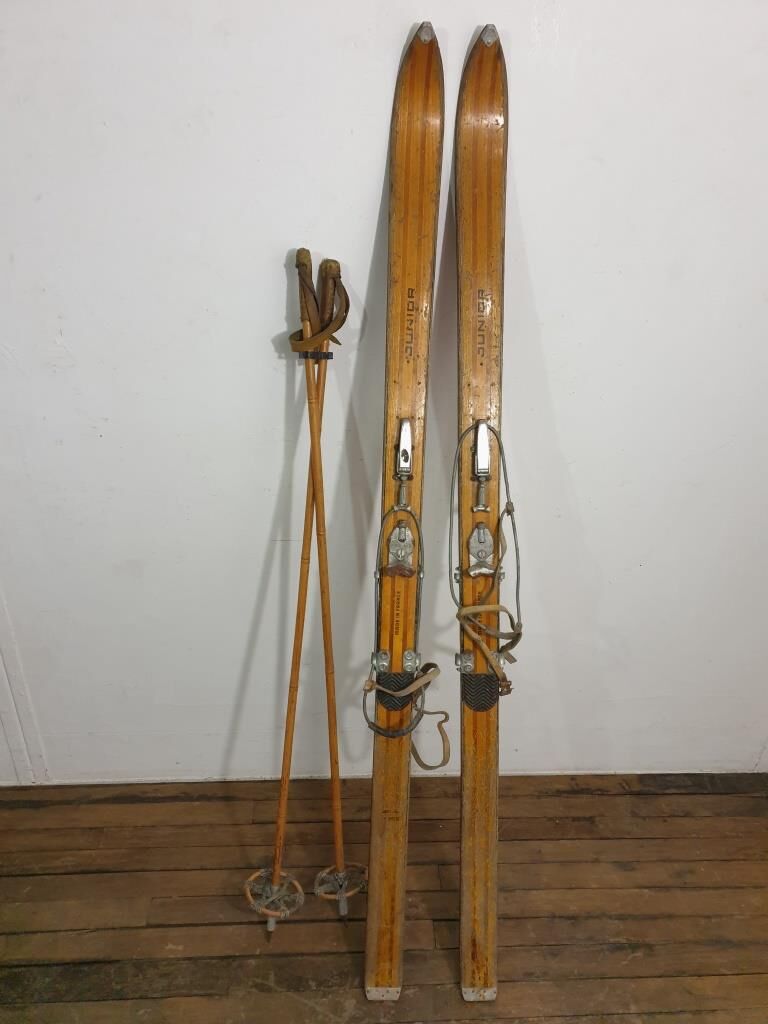 Old pair of wooden skis - vintage sport