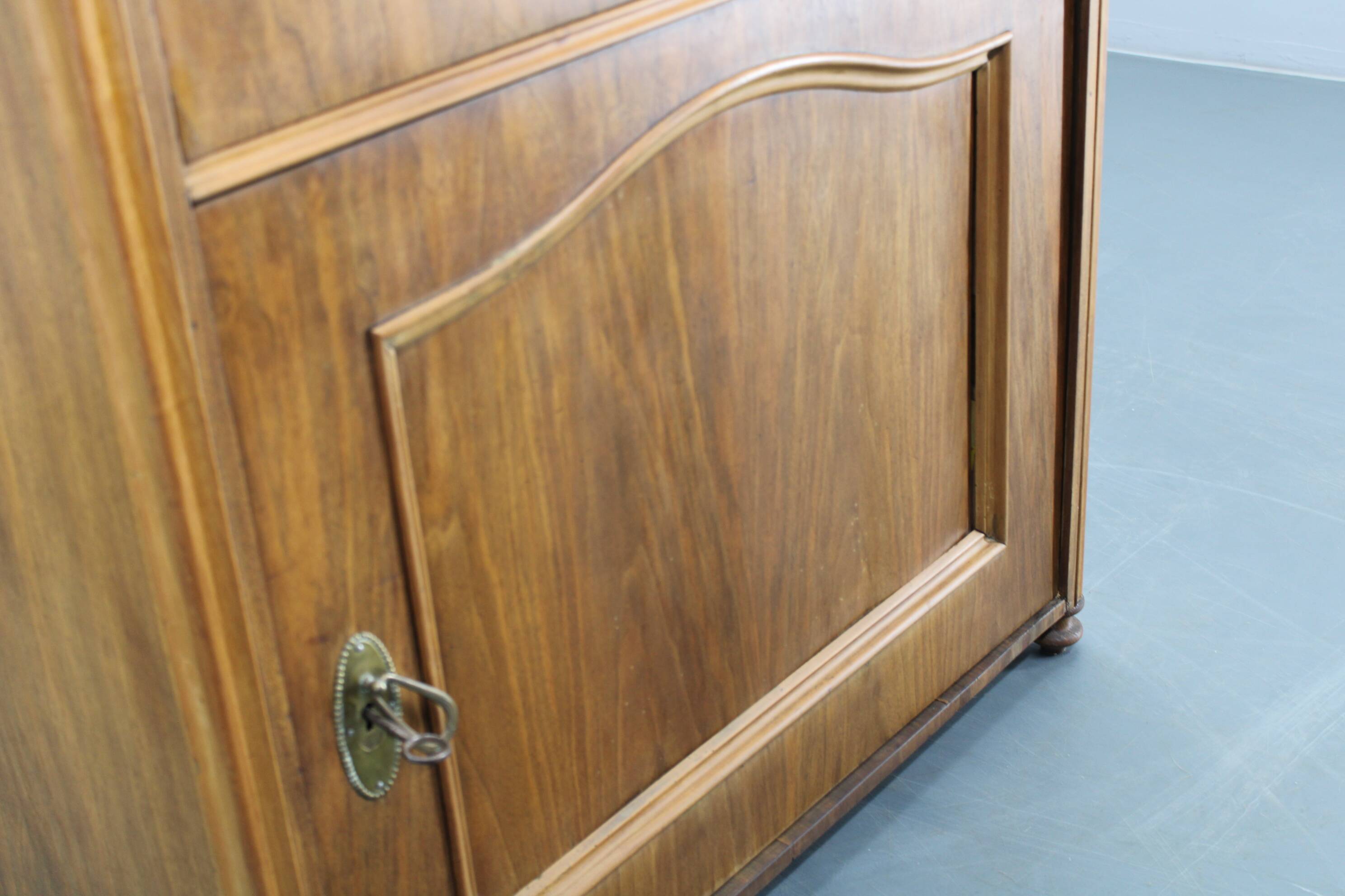 Antique Cabinet in Walnut Finish, Czechoslovakia
