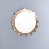 Postmodern sun shaped bronze wall mirror, italy