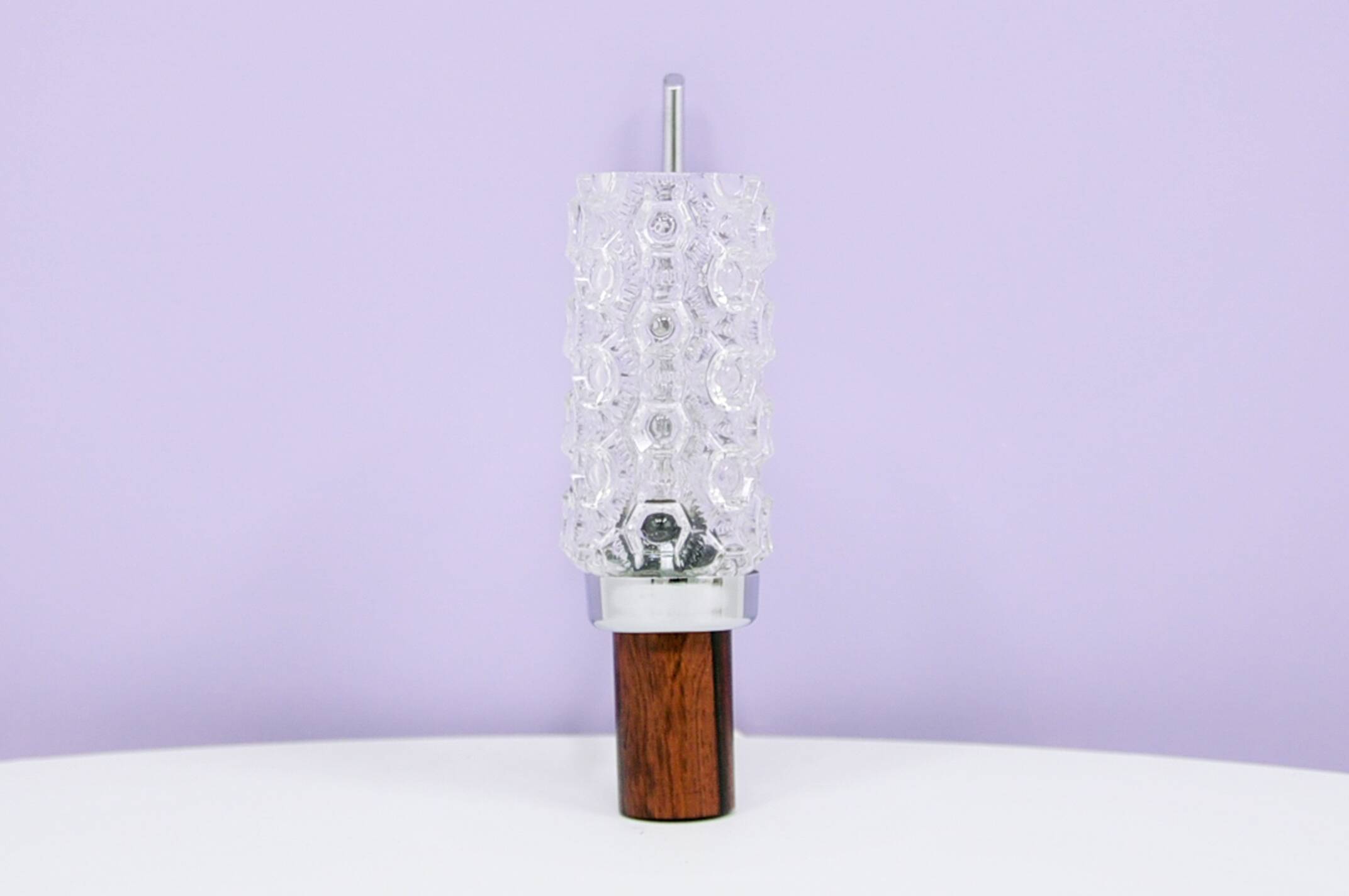 Vintage veneer rosewood wall lamp glass kelp