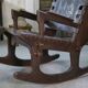 Armchair with ottoman by Angel Pazmino in wood and brown leather 1960's