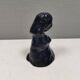 Lady figure in earthenware with shiny blue glaze