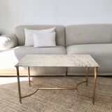 Table basse en laiton et marbre