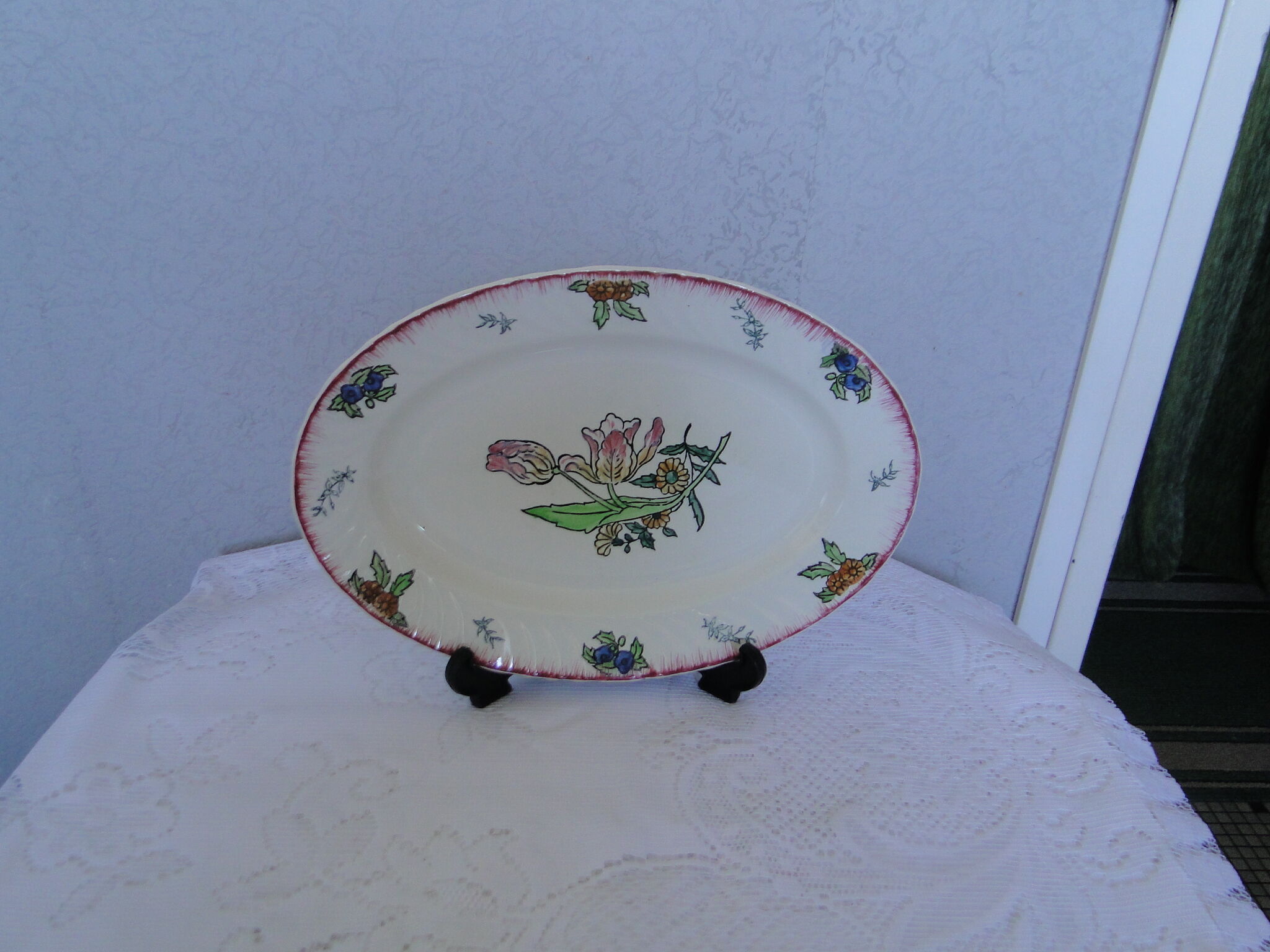 LARGE OLD OVAL DISH of LONGWY Model MARSEILLE