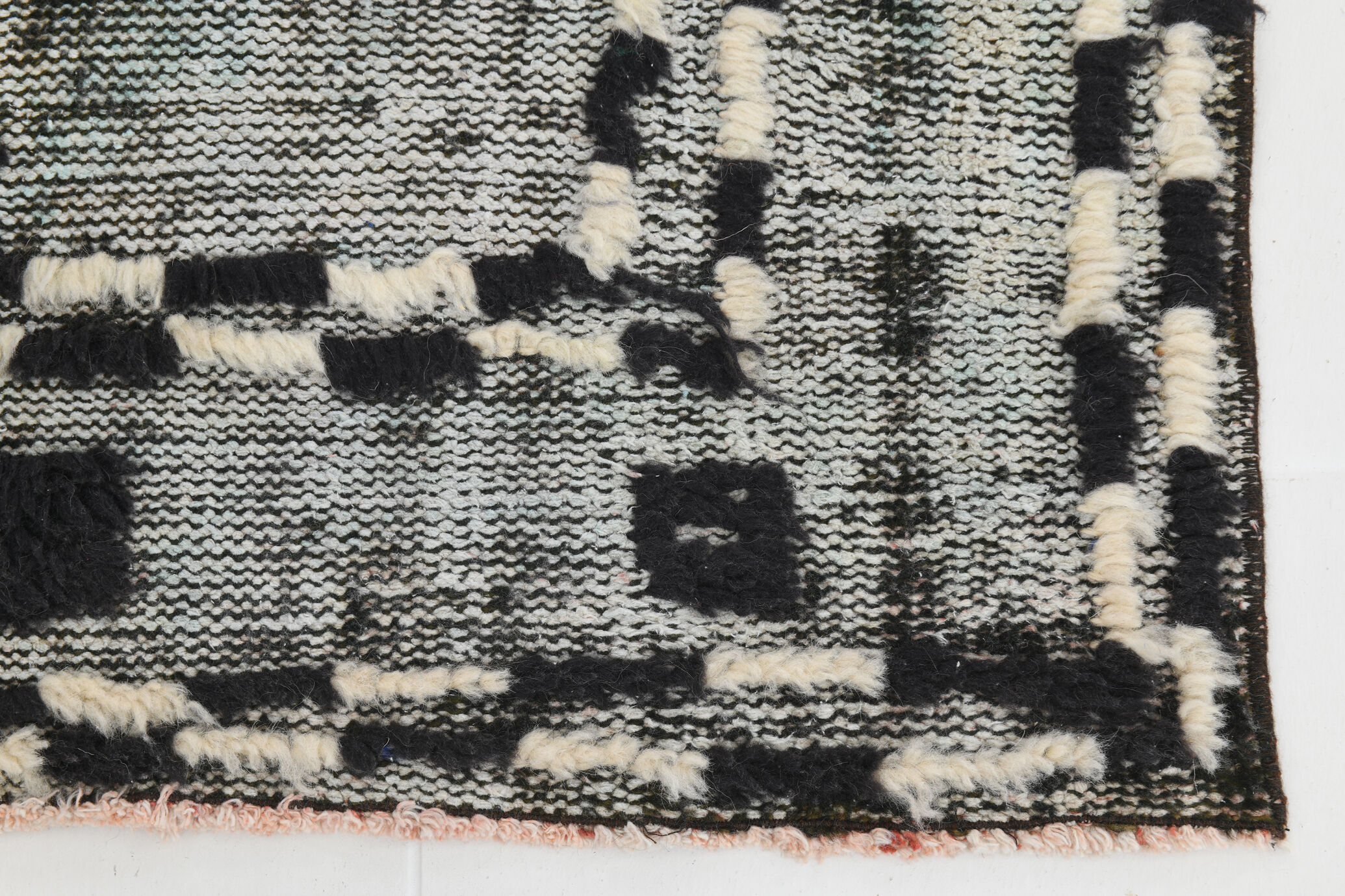 Black & beige turkish runner rug 72x284cm