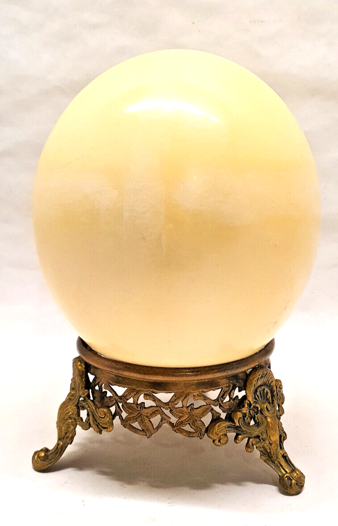 Ostrich egg on bronze foot beautiful deco pattern cabinet of curiosities