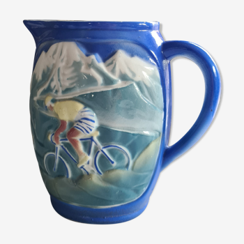 Pitcher old FB blue yellow jersey tour of France cyclist