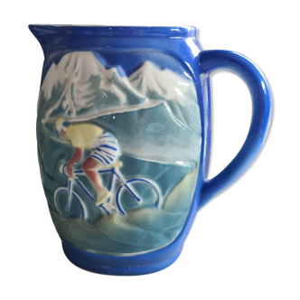Pitcher old FB blue yellow jersey tour of France cyclist