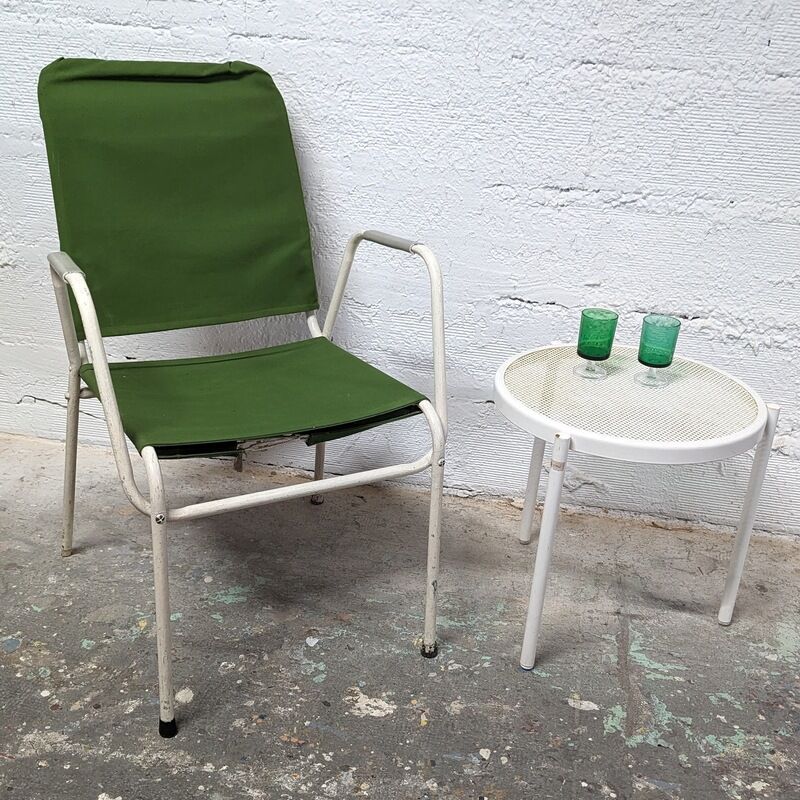 Fauteuil vintage métal et tissu