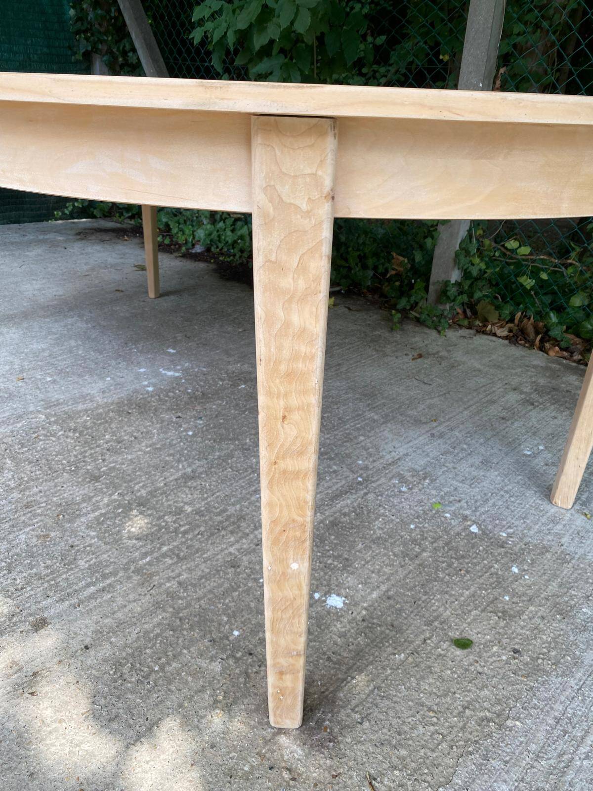 Table à manger scandinave ronde extensible rénovée en bois brut 210cm