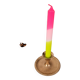 Brass candlestick with a ribbed dish
