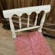 Banquette époque fin XIXe assise en paille colorée structure rechampie