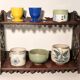 Carved wooden wall shelf H24cm