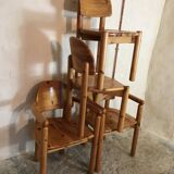 Set of 4 solid pine seats by Rainer Daumiller