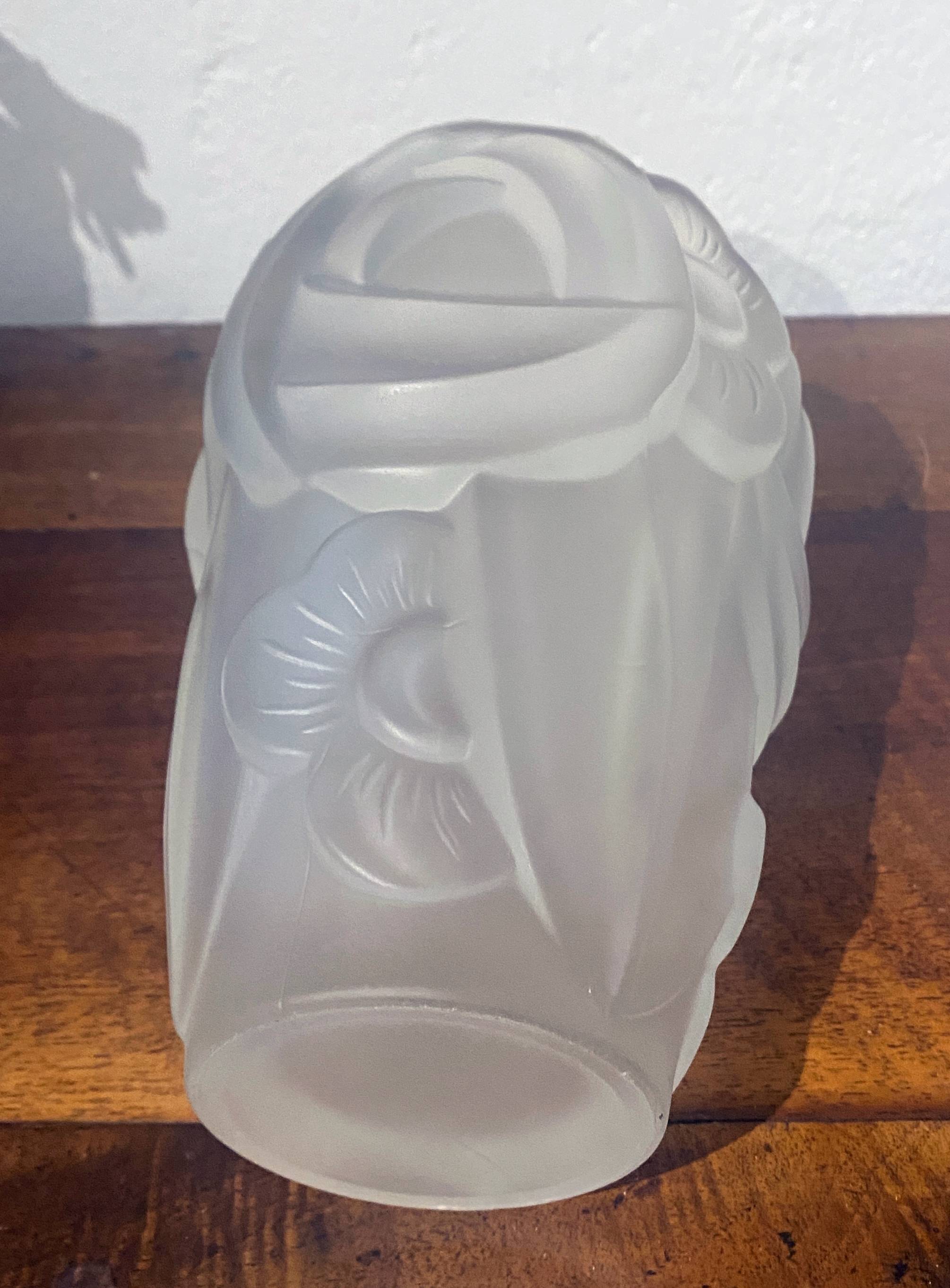 Art Deco Flower Vase (circa 1930) stylized flower motifs thick opaque glass