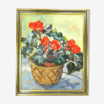 Framed floral oil painting signed P Mann, dated 1990