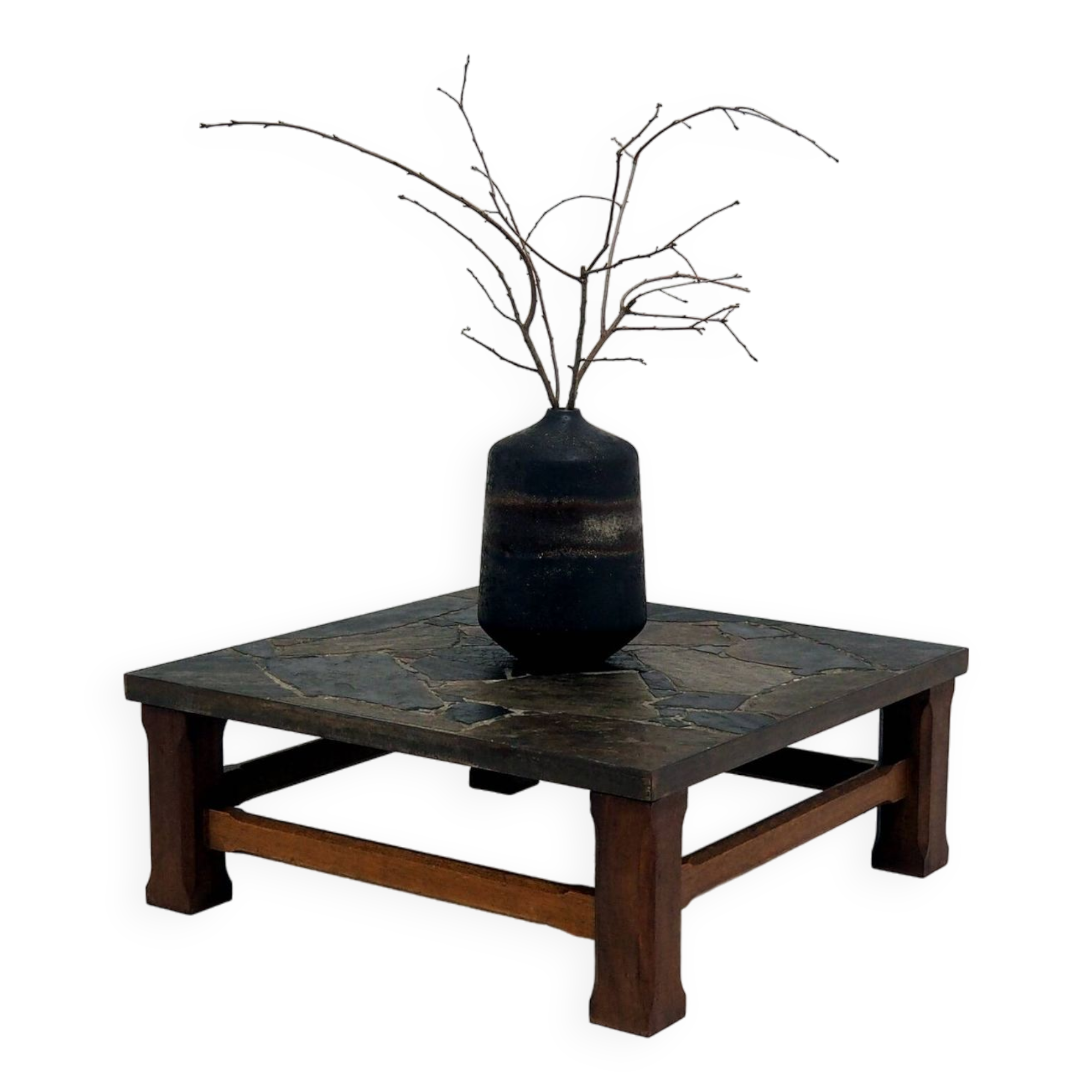 1960s Coffee Table made of Oak and Norwegian Sell Pillarguri Slate