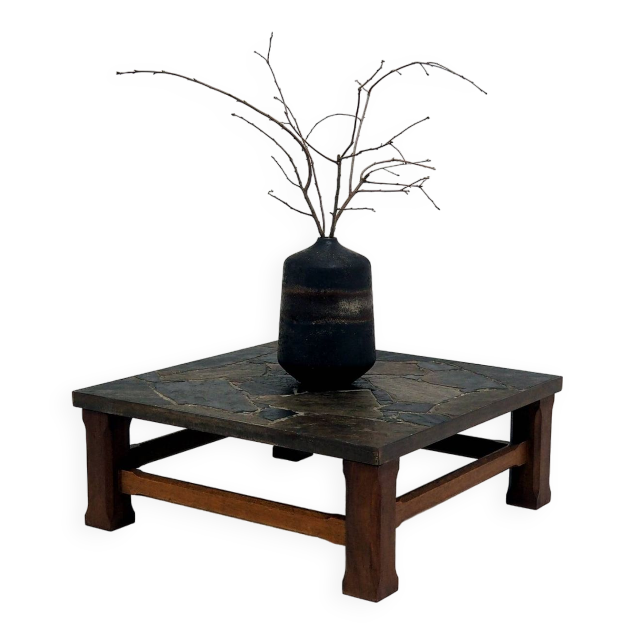 1960s Coffee Table made of Oak and Norwegian Sell Pillarguri Slate