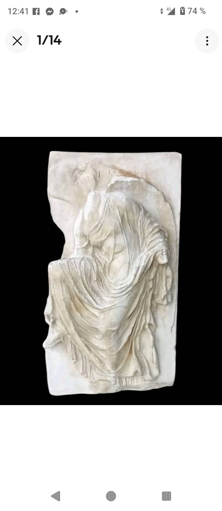 Ancien bas relief sculpture en plâtre Déesse Nike