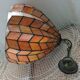 Antique stained glass and bronze pendant light