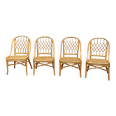 4 bamboo, rattan and wicker gondola chairs from the 70s