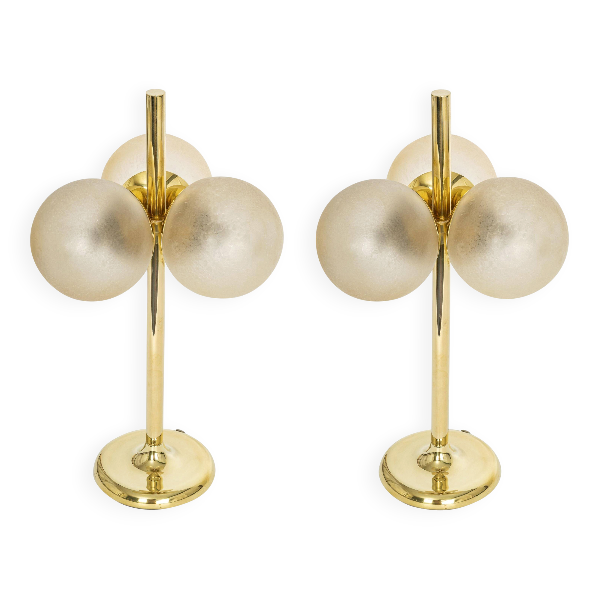 Pair of large brass table lamps by Kaiser, Germany, 1970s.