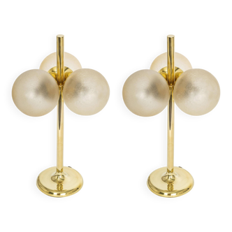 Pair of large brass table lamps by Kaiser, Germany, 1970s.